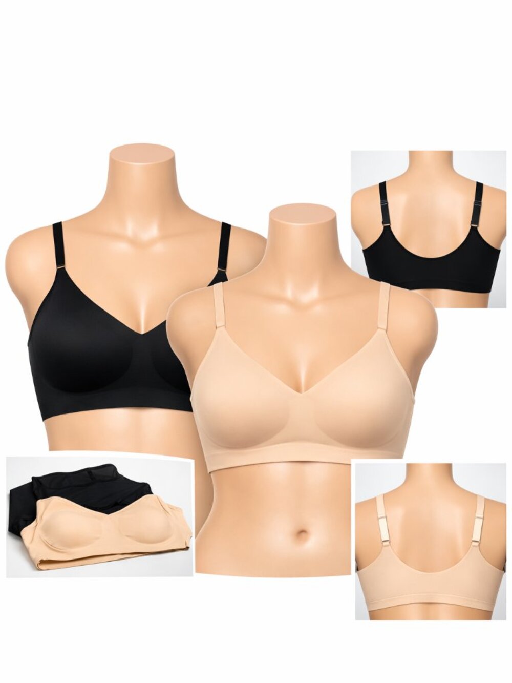 True Body Lift V‑Neck Bra 2‑Pack (Black + Nude) | Seamless Lift Style 16821